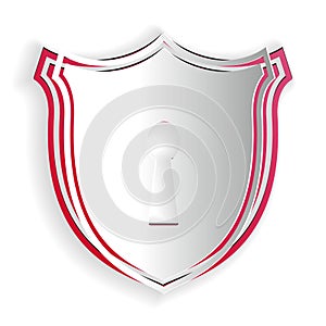 Paper cut Shield with keyhole icon isolated on white background. Protection and security concept. Safety badge icon