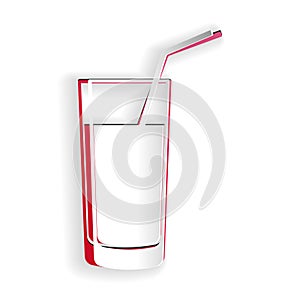Paper cut Soft drink icon isolated on white background. Paper art style. Vector