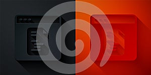 Paper cut Software, web developer programming code icon isolated on black and red background. Javascript computer script