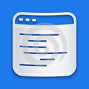 Paper cut Software, web developer programming code icon isolated on blue background. Javascript computer script random
