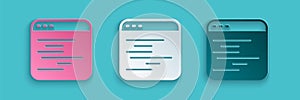Paper cut Software, web developer programming code icon isolated on blue background. Javascript computer script random