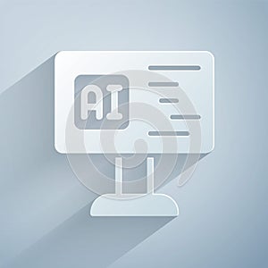 Paper cut Software, web developer programming code icon isolated on grey background. Javascript computer script random