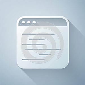 Paper cut Software, web developer programming code icon isolated on grey background. Javascript computer script random