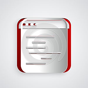 Paper cut Software, web developer programming code icon isolated on grey background. Javascript computer script random