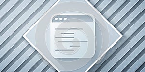 Paper cut Software, web developer programming code icon isolated on grey background. Javascript computer script random