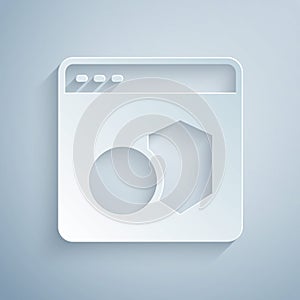 Paper cut Software, web developer programming code icon isolated on grey background. Javascript computer script random