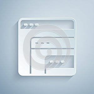 Paper cut Software, web developer programming code icon isolated on grey background. Javascript computer script random