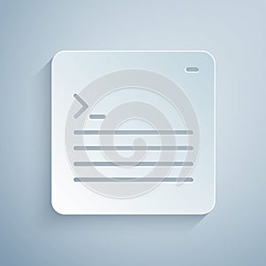 Paper cut Software, web developer programming code icon isolated on grey background. Javascript computer script random