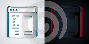 Paper cut Software, web developer programming code icon isolated on grey and black background. Javascript computer