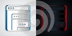 Paper cut Software, web developer programming code icon isolated on grey and black background. Javascript computer