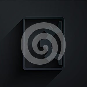 Paper cut Software, web development, programming concept icon isolated on black background. Programming language and