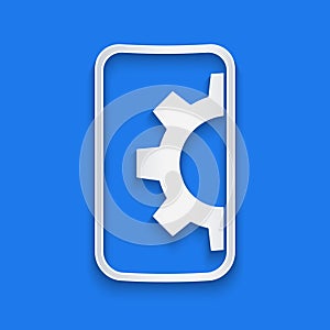 Paper cut Software, web development, programming concept icon isolated on blue background. Programming language and