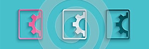 Paper cut Software, web development, programming concept icon isolated on blue background. Programming language and