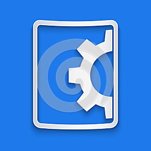 Paper cut Software, web development, programming concept icon isolated on blue background. Programming language and