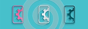 Paper cut Software, web development, programming concept icon isolated on blue background. Programming language and