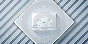 Paper cut Software, web development, programming concept icon isolated on grey background. Programming language and