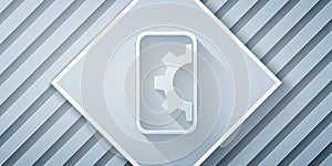 Paper cut Software, web development, programming concept icon isolated on grey background. Programming language and