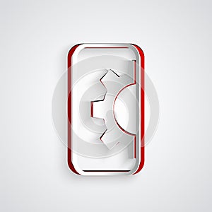 Paper cut Software, web development, programming concept icon isolated on grey background. Programming language and