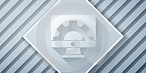 Paper cut Software, web development, programming concept icon isolated on grey background. Programming language and