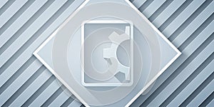 Paper cut Software, web development, programming concept icon isolated on grey background. Programming language and