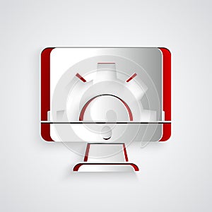 Paper cut Software, web development, programming concept icon isolated on grey background. Programming language and