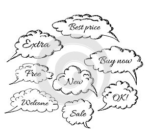 Paper-cut speech and thought bubbles