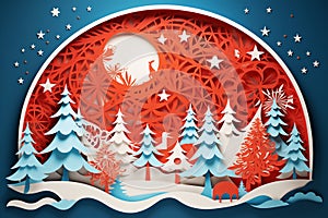 paper cut style of Christmas event illustration by generative ai