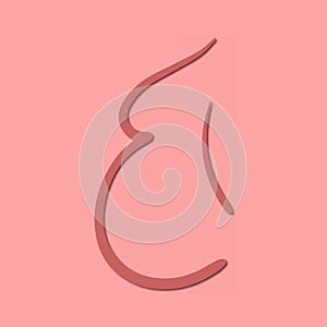 Paper cut style. Logotype with a pregnant woman. Line drawing. Stylish logo for a prenatal or reproductive clinic