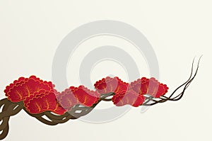 Paper cut style of plum blossom tree branch background for Chinese or Japanese design vector illustration.