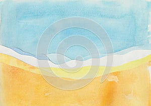 Paper cut style sea and sand abstract background