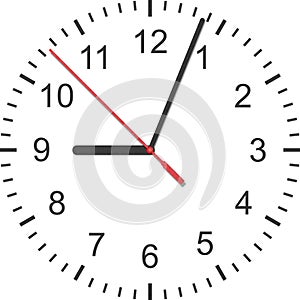 paper cut of time clock, watch is number with hour hand and minute hand