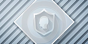 Paper cut User protection icon isolated on grey background. Secure user login, password protected, personal data