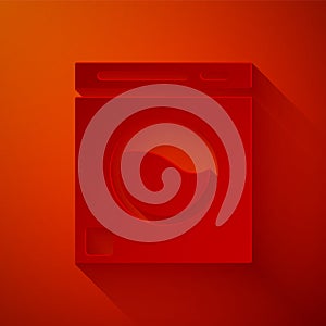 Paper cut Washer icon isolated on red background. Washing machine icon. Clothes washer - laundry machine. Home appliance