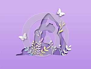 Paper cut yoga pigeon king pose nature leaf body