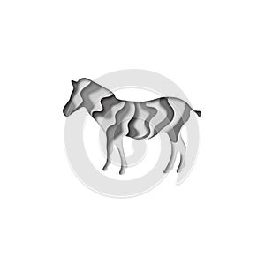 Paper cut zebra, safari animals shape 3D origami. Trendy concept fashion design. Vector illustration