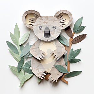 Paper Cutout Koala Bear: Nature-inspired Multi-layered Composition