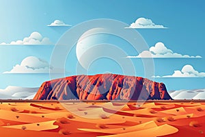 Tranquil Daytime Paper Cutout of Uluru with Blue Sky photo