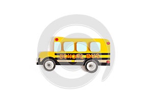 Paper cutting school bus on isolated background.