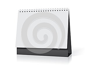 Paper desk spiral calendar mockup vector template