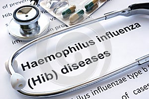 Paper with diagnosis Haemophilus influenza Hib. photo