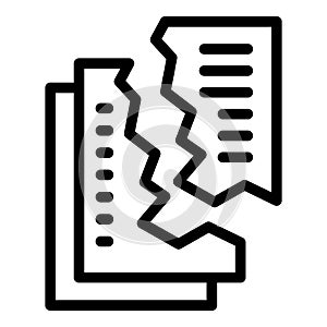 Paper document icon outline vector. Destroy alarm fail