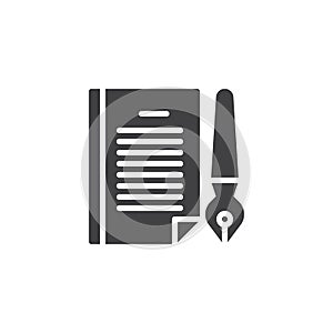 Paper document and ink pen vector icon