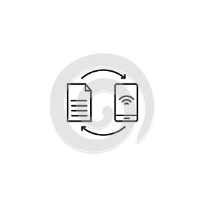 Paper document internet contract line icon. Note page mobile work