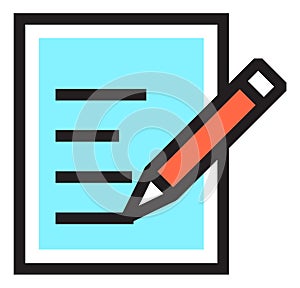 Paper document with pencil. Text editing symbol