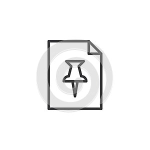 Paper document and pushpin outline icon