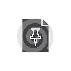 Paper document and pushpin vector icon