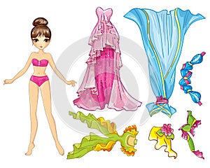 Paper doll beautiful puffy dresses with valances