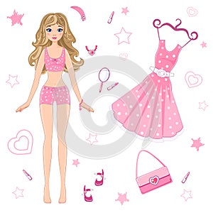 Paper doll with clothes