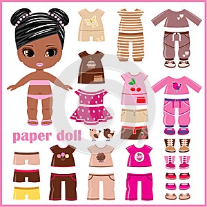 Paper doll with clothes set photo