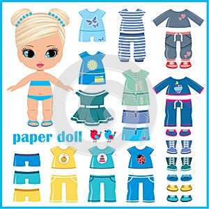 Paper doll with clothes set photo